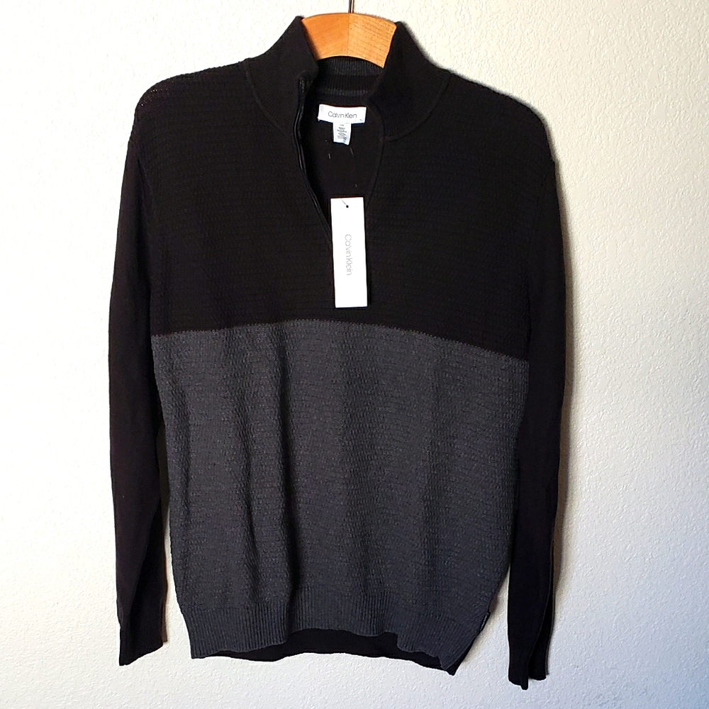 Calvin Klein Mixed Ribbed Quarter Zip Pullover
